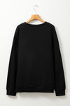 Black Rhinestone Jack-o-lantern Checkered Graphic Halloween Sweatshirt