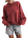 Brown Plain Drop Shoulder Crew Neck Pullover Sweatshirt