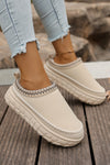 Black Contrast Stitch Detail Plush Winter Clog Slippers