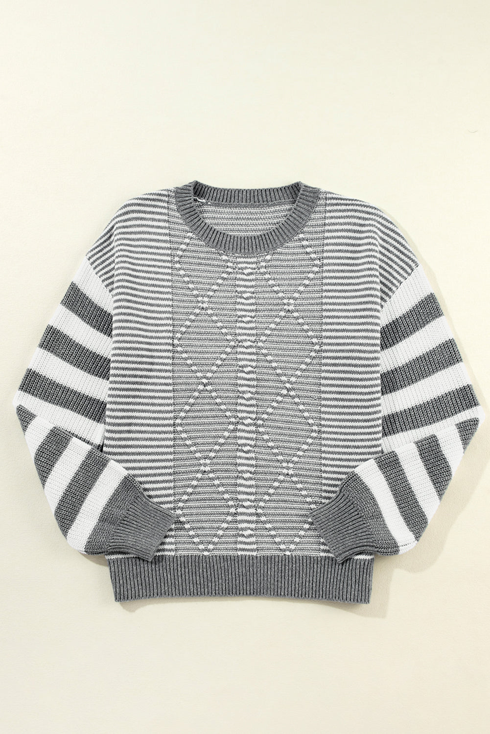 Red Stripe Twisted Knitted Drop Shoulder Sweater