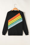 Black Rainbow Colorblock Pullover Sweatshirt