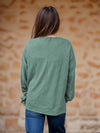 Side Slit Round Neck Long Sleeve T-Shirt