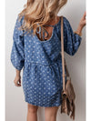 Ashleigh Blue Lace-up Back Loose Fit V Neck Denim Dress