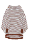 Brown Striped Turtleneck Oversized Sweater