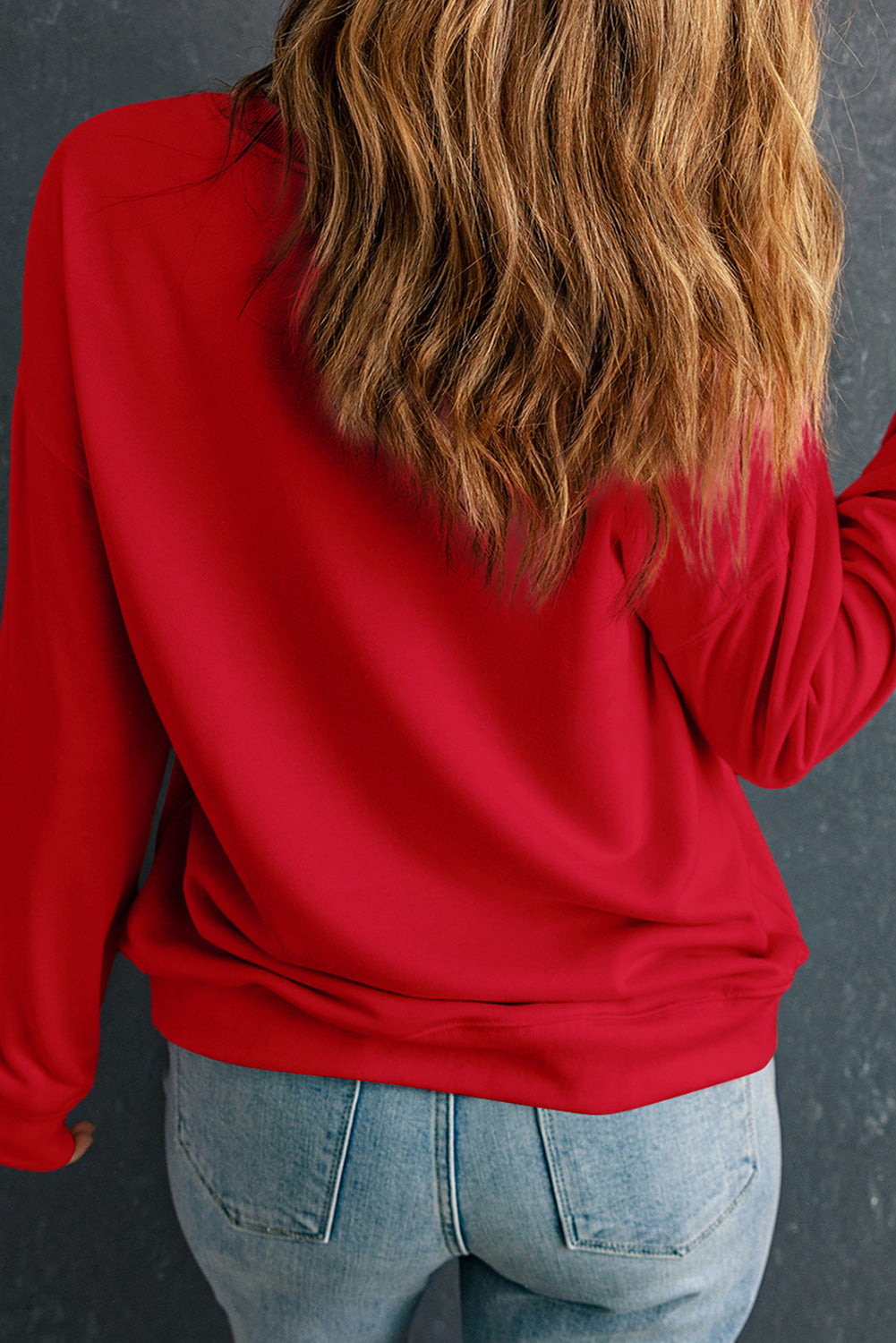 Racing Red Plus Size Sequin Nutcracker Round Neck Sweatshirt