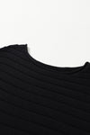 Black Ribbed Knit 3/4 Sleeve Dolman Sweater