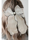 White Contrast Trim Wavy Bowknot Hair Clip