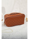 Thai Curry PU Leather Checkered Large Makeup Bag with Handle