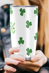 Green St Patricks Day Shamrock Thermos Cup