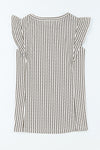 Pink Grey Casual Striped Print Ruffle Summer Top