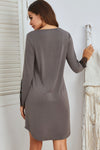 Sleet Lace Patchwork V Neck Button Nightgown Dress