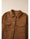 Brown Textured Flap Pocket Drop Shoulder Shacket