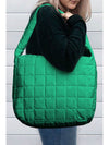 Dark Green Quilted Zipper Large Shoulder Bag