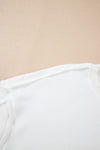 White Solid Color Drop Sleeve Pullover Sweatshirt