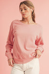 Sky Blue Bowknot Plain Round Neck Sweatshirt