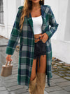 Devine Plaid Long Sleeve Hooded Coat - Cocoa Yacht Club