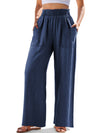 Black Side Pockets Frilled Smocked High Waist Wide Leg Jeans