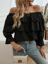 Devine Off-Shoulder Flounce Sleeve Blouse - Cocoa Yacht Club