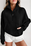 Flamingo Zip Up Stand Collar Ribbed Thumbhole Sleeve Sweatshirt