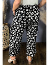 Leopard Print Wide Leg Pockets Plus Size Pants