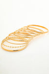 Gold 10pcs Textured Twisted Stackable Alloy Bracelet Set