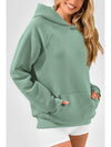 Grass Green Kangaroo Pocket Plain Textured Hoodie