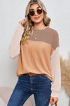 Black Ribbed Color Block Long Sleeve Top