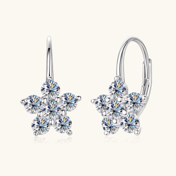 1.2 Carat 925 Sterling Silver Moissanite Flower Huggie Earrings - Cocoa Yacht Club