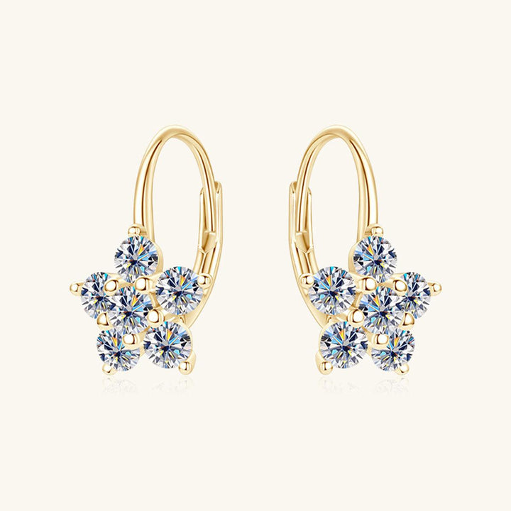 1.2 Carat 925 Sterling Silver Moissanite Flower Huggie Earrings - Cocoa Yacht Club