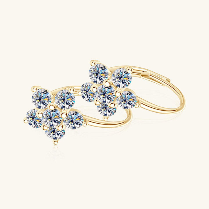 1.2 Carat 925 Sterling Silver Moissanite Flower Huggie Earrings - Cocoa Yacht Club