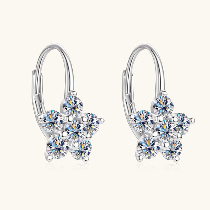 1.2 Carat 925 Sterling Silver Moissanite Flower Huggie Earrings - Cocoa Yacht Club
