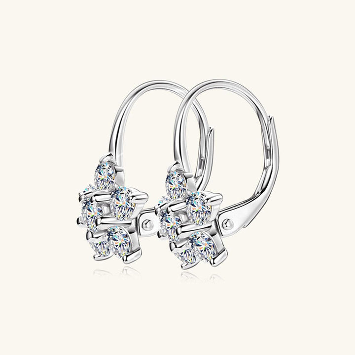 1.2 Carat 925 Sterling Silver Moissanite Flower Huggie Earrings - Cocoa Yacht Club