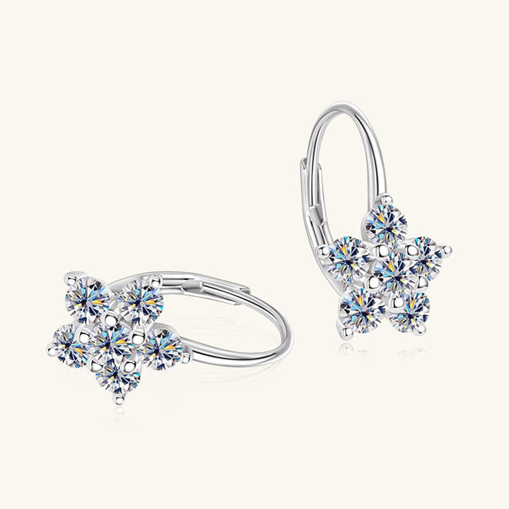 1.2 Carat 925 Sterling Silver Moissanite Flower Huggie Earrings - Cocoa Yacht Club