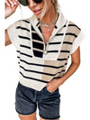 Black Stripe Quarter Zip Collar Knit Vest