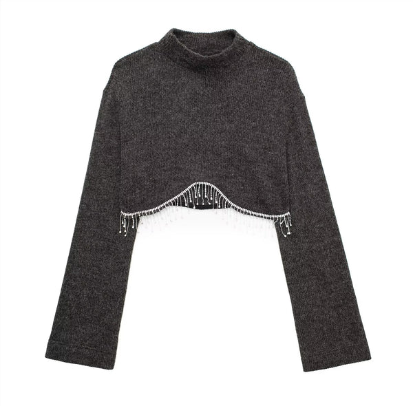 Dangle Jewelry Inlaid Soft Sweater