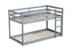 Solid Wooden , Solid Rubber Wooden Twin over Twin Floor Bunk Bed with Ladder ,Upper and Bottom Bed Platforms crafted with Strengthened Slats ,Grey