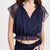 Navy Sweet Ruffled Top