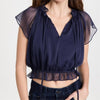 Navy Sweet Ruffled Top