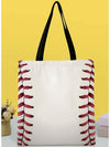 White Baseball Print Canvas Tote Bag 34*2*31cm