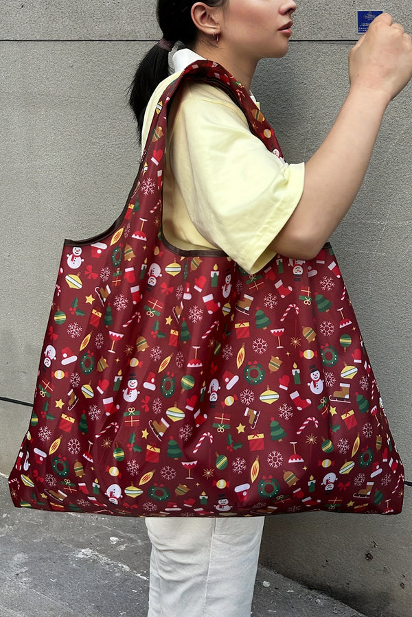 Fiery Red Cartoon Snowman Gift Graphic Large Tote Bag