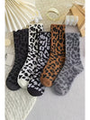 Chestnut Allover Leopard Print Crew Socks