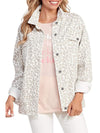 White Leopard Printed Flap Pocket Denim Jacket