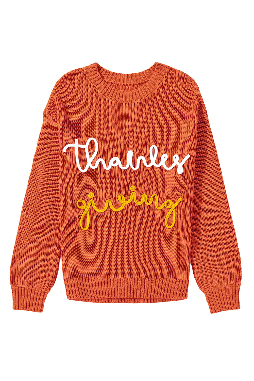 Red Sandalwood Thanksgiving Letter Graphic Crew Neck Sweater