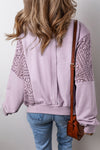 Crochet Round Neck Long Sleeve Sweatshirt