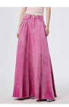 Pink Washed Denim Long Skirt