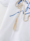 Blue & White Contrast String T Shirt