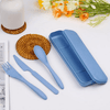 4 Pack Reusable Travel Utensils Set with Case, Wheat Straw Portable Knife Fork Spoons Tableware, Eco-Friendly Cutlery for Kids Adults Travel Picnic Camping Utensils, 4 Colors