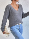 Crisscross V-Neck Long Sleeve Sweater - Cocoa Yacht Club