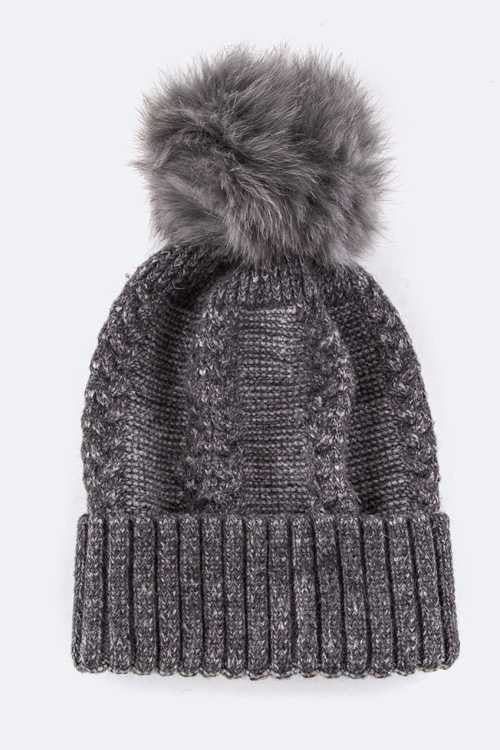 Large Genuine Fur PomPom Cashmere Beanie