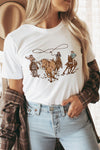 White Retro Graphic Cotton Blend Graphic Tee